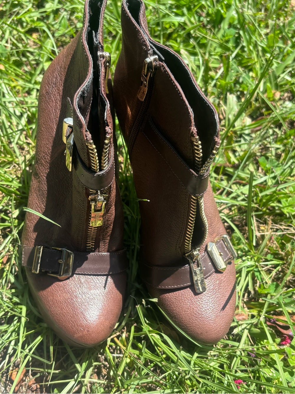 BCBGeneration Brown Leather Size 8.5 Platform Ankle Boots